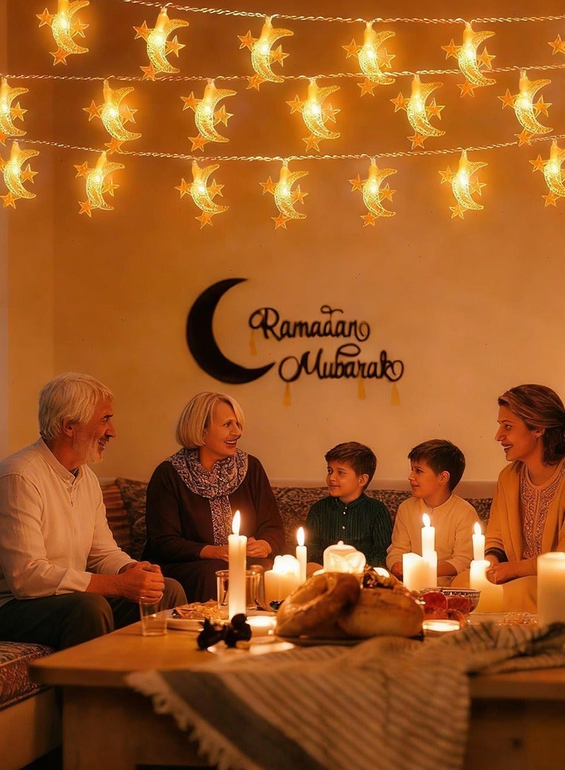 Topyich Ramadan Decorations, Ramadan Lights, 10M LED Ramadan Hanging Decorations for Home(Star and Moon Shaped) - Image 3